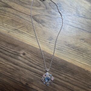 Brighton Silver Necklace with Blue Center and Multicolor Accent Stones